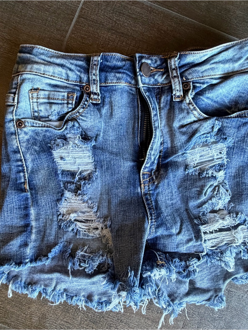 Distressed Blue Denim Women's Shorts